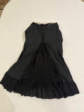 DECA DeVous a Nous Black Chiffon Western Boho Lace-Up Skirt Women’s Size 1